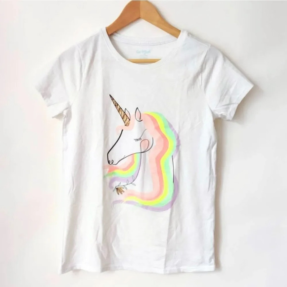 CAT & JACK Girl's White Unicorn T-shirt Tee XL (14-16) - Picture 1 of 4
